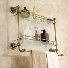 GDFEH Bagno Scaffale Completo Doppia Tiers Bagno Bagno Scaffale per Doccia Scaffale Scaffale Temperato Posaggio in Vetro temperato Scaffale per Il Bagno Staffa cosmetica 19.6x23.6x20.4 Pollici
