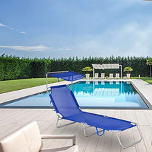 Mediawave Store - Lettino in Textilene con Schienale Regolabile Tubo di Diametro 18mm e Tettuccio Parasole, Lettino Richiudibile e Trasportabile, per Mare, Piscina, Arredo Giardino (Blu)
