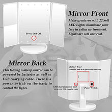 KSIBNW Specchio da a Tre Ante con Luci 22 LED Touch Screen Dimmerabile ad Alta Definizione 180 °Regolabile Cosmetico Illuminato Toeletta Specchio da Appoggio Ingrandimento 1X / 2X / 3X /10X