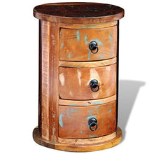 Luckyfu Armadietto in Legno Anticato massello Rotondo con 3 cassetti Dimensioni totali: 30 x 30 x 45 cm (L x P x A) Armadietti e stipi.cassapanca Legno cassapanca Contenitore