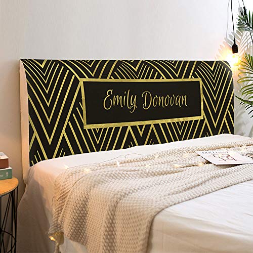 Fansu Copertura Testiera Letto Singolo/Matrimoniale, Stampa Geometrica Elastica Antipolvere All-inclusive Copertura per testiera per Letto, Decorazione per Camera da Letto (D'oro,180cm)