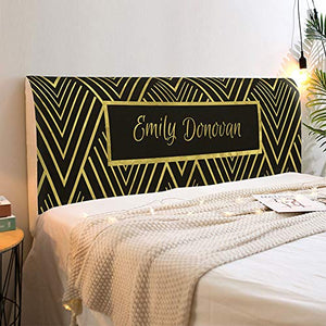 Fansu Copertura Testiera Letto Singolo/Matrimoniale, Stampa Geometrica Elastica Antipolvere All-inclusive Copertura per testiera per Letto, Decorazione per Camera da Letto (D'oro,180cm)
