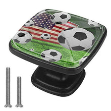 Bandiera americana di calcio Pomelli per Porta Set di 4 Pomelli per Mobili Manopole per Cassetti Cucina Armadio Vetro