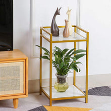 Juan Soggiorno Square Table Side Nordic Modern 2 Tier Marble Corner Camera da Letto Camera da Letto Comodino Display Plant Stand, 35x35x65cm