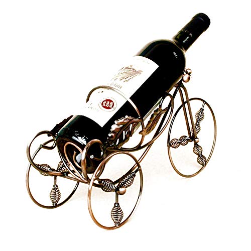 HUIGE Creativo Wine Rack, Wine Organizer Stand Decorazione del Mestiere Ferro Battuto Primavera Triciclo Vino del Supporto da Tavolo Display per Casa E Ufficio,Ottone