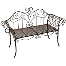 H4L - Panchina da giardino Sarah in metallo anticato, verniciato a polvere, effetto ruggine, 143 x 92,5 x 42 cm