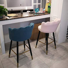 LIYIN-Sedie Sedia da Pranzo Sgabelli Alti Sgabello da Bar con Sedia da Bar in Velluto, Sgabello per Colazione, Gambe in Ferro, Sgabello per Trucco con Schienale a Forma di Petalo
