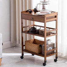YIN YIN Carrello per Ripiani Scaffale, cremagliera del Soggiorno Mobile in Legno conveniente, Colore primario di Grande capacità con Carrello guardrail 2 Colori Carrello a rulli (Color : Brown)