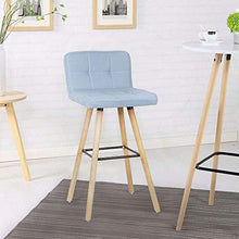 JEOBEST Set di 2 Sgabelli da Bar con Poggiapiedi Design in Legno Massello per Sala da Pranzo (Azzurro)