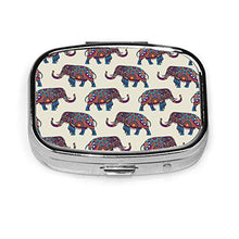 Scatola quadrata per pillole medicinali colorato Boho Marching Elefanti moda organizzatore pillola viaggio pillola caso dispenser per vitamine integratori
