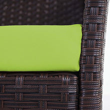 Mendler Serie Halden per l'esterno Divano Sofa 2 posti polyrattan Marrone con Cuscino Verde