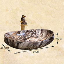 WEHOLY Lavabo in Resina Lavabo da Incasso Ovale in Pietra Naturale Lavabo antispruzzo per Hotel in Marmo Creativo retrò