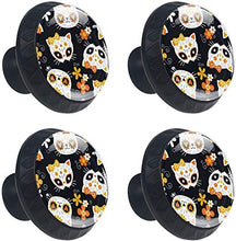 Cat Sugar Skulls and Flowers Pomelli per Porta Set di 4 Pomelli per Mobili Manopole per Cassetti Cucina Armadio Vetro