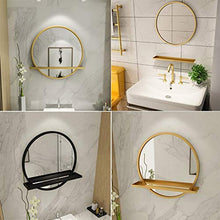 Muzi-Mirror Specchio da Bagno, Bagno di Casa con Mensola Specchio da Parete Specchio da Bagno Specchio da Trucco in Metallo in Ferro Battuto Specchio Tondo,d'oro,60CM
