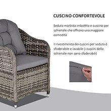 Outsunny Set Tavolo e Sedie da Giardino in Rattan, Poltrone da Esterno con Tavolo da Giardino, 7 pz Grigio