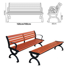 Terrazza parco panchina da giardino sedia portico, Panca relax da balcone con braccioli e schienale, Struttura in legno massello anticorrosivo e fusione di alluminio, Capacità di carico 1102BLS