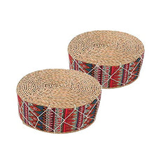 RUYII Decration del Cuscino di Tatami della Stuoia di Seduta della Sedia di Yoga del Pavimento del Cuscino Fatto A Mano del Tessuto Rotondo della Paglia 2PCS,H-40cm