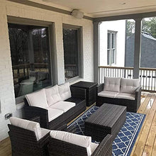 MengFeiNi 6 Pezzi 7 Sedili Patio per Esterni Furniture Conversazione Set di Conversazione PE Rattan in Vimini Divano in Vimini Loveseat Sedia Sedili Sedili con Cuscini E Tavolo