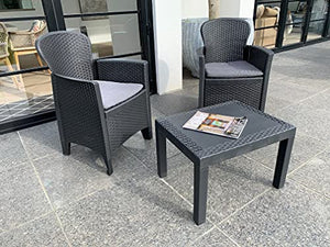 Maury's Salotto da Giardino Akita 3pz Antracite con Cuscini … (Antracite)