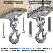 Besthouse Gancio per Soffitto, SUS304 Acciaio Inossidabile, Gancio per Il Carico, Gancio per soffitto Suspension,4 Viti per Calcestruzzo e Legno, Yoga, Sacco da Boxe, capacità di Carico Fino a 350Kg