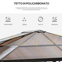 Outsunny Gazebo da Giardino 345x280cm con Tettuccio Apribile in Policarbonato Anti-UV, Struttura in Lega di Alluminio