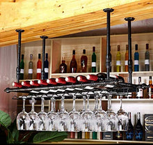 DJSMjbj - Portabottiglie da vino LOFT, stile industriale, retrò, da appendere, per bottiglie di vino rosso, facile da installare, Nero , L120*W30CM