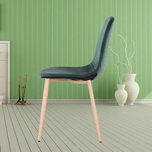 Sweethome - Set di 4 sedie da pranzo in velluto con gambe in metallo verde scuro, in morbido tessuto, completamente imbottite, per soggiorno e salotto