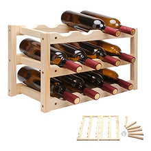 YQJ - Portabottiglie in legno con 12 fessure, antiscivolo, per bar, cucina, cantina, armadio, tavolo, in legno massiccio ad alta densità, 46 x 24 x 28 cm