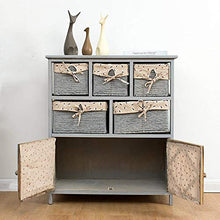 Gabinetto da cassetto, elegante grigio Paulownia cassetto da pranzo in legno solido mobile con cesto di vimini,Grey