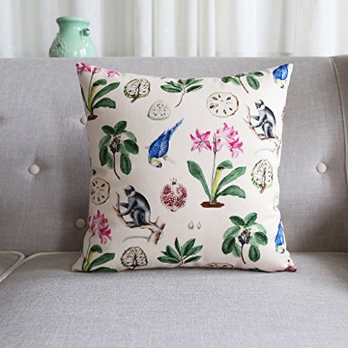 MEILING Americano Rurale Pastorale Cuscini del Divano Fiori Pelle Scamosciata e Uccelli Cuscino Cuscini Decorativi (Dimensioni : 53 Centimetri)
