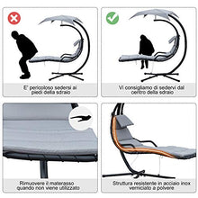 Outsunny Poltrona Sdraio Relax Chaise Lounge Lettino Prendisole con Tettuccio Giardino Grigio 190 × 115 × 190cm