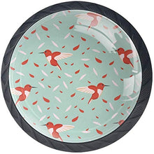 Verde arancio del modello delle piume del colibrì Pomelli per Porta Set di 4 Pomelli per Mobili Manopole per Cassetti Cucina Armadio Vetro