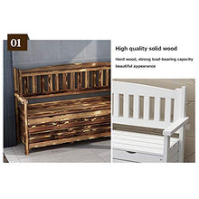 Panchina del Parco Panche Portaoggetti Esterno, Panca da Patio Legno Massello Resistente Intemperie con Cuscini, Panchina da Cortile con Schienale Braccioli, Utilizzato Riporre Attrezzi Giardinaggio