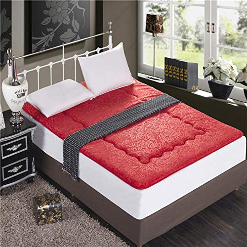 Nileco Peluche Coprimaterasso con Cinghie, umidità-Prova Coperchio per Tappetino Trapuntato Mattress Morbido Materasso Futon Tatami per Letto Singolo Letto Matrimoniale-g 120x200cm(47x79inch)