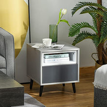 HOMCOM Mobiletto Basso Comodino con Cassetto e Mensola Rimovibile, Gambe in Metallo, per Casa Ufficio, Grigio e Bianco, 40x40x45cm