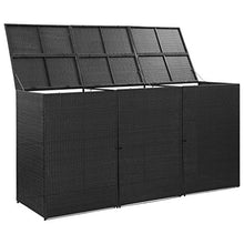Oushome Copribidone Triplo Spazzatura Nero 229x78x120 cm in Polyrattan