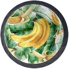 Foglia verde banana gialla dipinta acquerello Pomelli per Porta Set di 4 Pomelli per Mobili Manopole per Cassetti Cucina Armadio Vetro