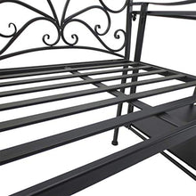 Outsunny Panchina da Giardino 2 Posti con Tavolino e Foro per Ombrellone, Arredamento da Esterno retrò 160x61x96cm Nero