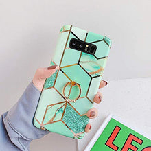 Saceebe Compatibile con Custodia Galaxy Note 8 Silicone TPU Moda Silicone Cover in TPU Marmo Muster Dipinto TPU Coperature in Silicone con Staffa ad anello Morbida Angraffio,verde