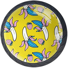 Art Banana Strawberries Pattern Yellow Pomelli per Porta Set di 4 Pomelli per Mobili Manopole per Cassetti Cucina Armadio Vetro