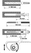 Sanitop-Wingenroth di alta qualità Kit di montaggio per lavaggio tavoli, M10 x 140 mm, 1 pezzi, 22505 2