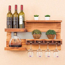 DZX Portabottiglie da Parete in Legno massello Portabottiglie da Vino in Stile Americano a Parete in Stile Americano, Portaoggetti Creativo per Bicchieri da Ristorante, Espositore per Vino Rust