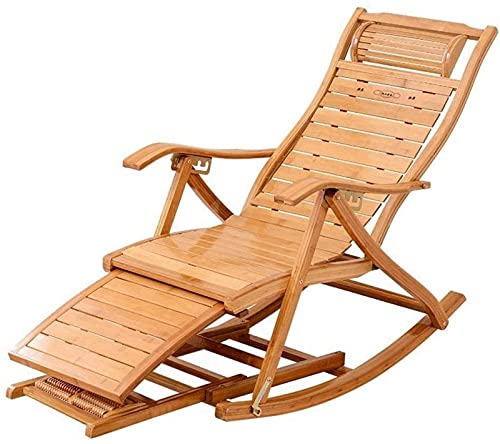 JFFFFWI Sedia Pieghevole Sedie reclinabili da Giardino ， Lettini Prendisole Regolabili per Esterni Sedia a Dondolo Pieghevole Sedia a Sdraio in bambù per Patio o Spiaggia Spiaggia, Balcone, Parco o