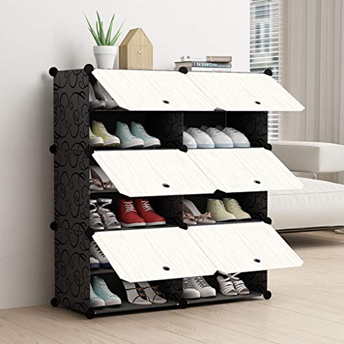XWZH Cabinet Scarpe da Polvere 6- Cube Interlocking scarpiera cubo scaffali Armadio a Quattro Ante Piedi Organizer Abbigliamento Memorizzazione Cabinet 85 x 31 x 96 Centimetri