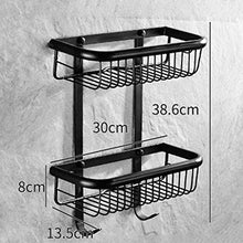 HYYDP Parete Porta Salviette Bagno Doccia Caddy Completa Rame Bagno Triangolo Cesto a Parete Bagno Rivetto Nero Doppia Mensola Decorazione della casa