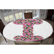 Tovaglia elasticizzata in poliestere, con lettera I, con fiori colorati e margherite, dall'aspetto realistico, per tavoli fino a 121,9 x 172,7 cm