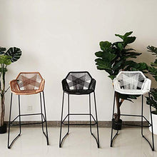 Mano-Tessuto Vimini Rattan Sgabelli da Bar,Patio Tempo Libero Sedia per La Colazione con Gambe in Metallo,Sedia da Cucina Sgabelli Alti con Footrest & Backrest per Bistro caffè