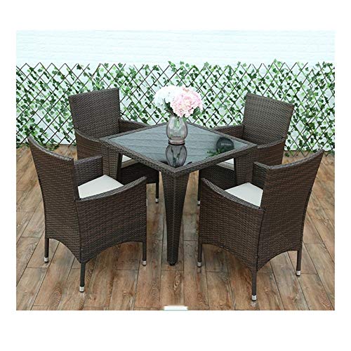 HLZY Tavolo in Vimini in Rattan mobili in Patio e Set s Patio Mobili da Giardino Tavolo e sedie Set Vetro Top Tavolino Tavolino Patio Set Tavolino da caffè Conversazione Patio Outdoor