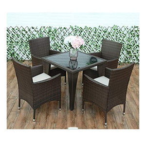 HLZY Tavolo in Vimini in Rattan mobili in Patio e Set s Patio Mobili da Giardino Tavolo e sedie Set Vetro Top Tavolino Tavolino Patio Set Tavolino da caffè Conversazione Patio Outdoor