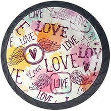 Lettera Love Graffiti Wings Colorful Pomelli per Porta Set di 4 Pomelli per Mobili Manopole per Cassetti Cucina Armadio Vetro